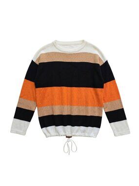 New Cute Fall Multi-Colored Stripe Casual Sweater – Size Medium